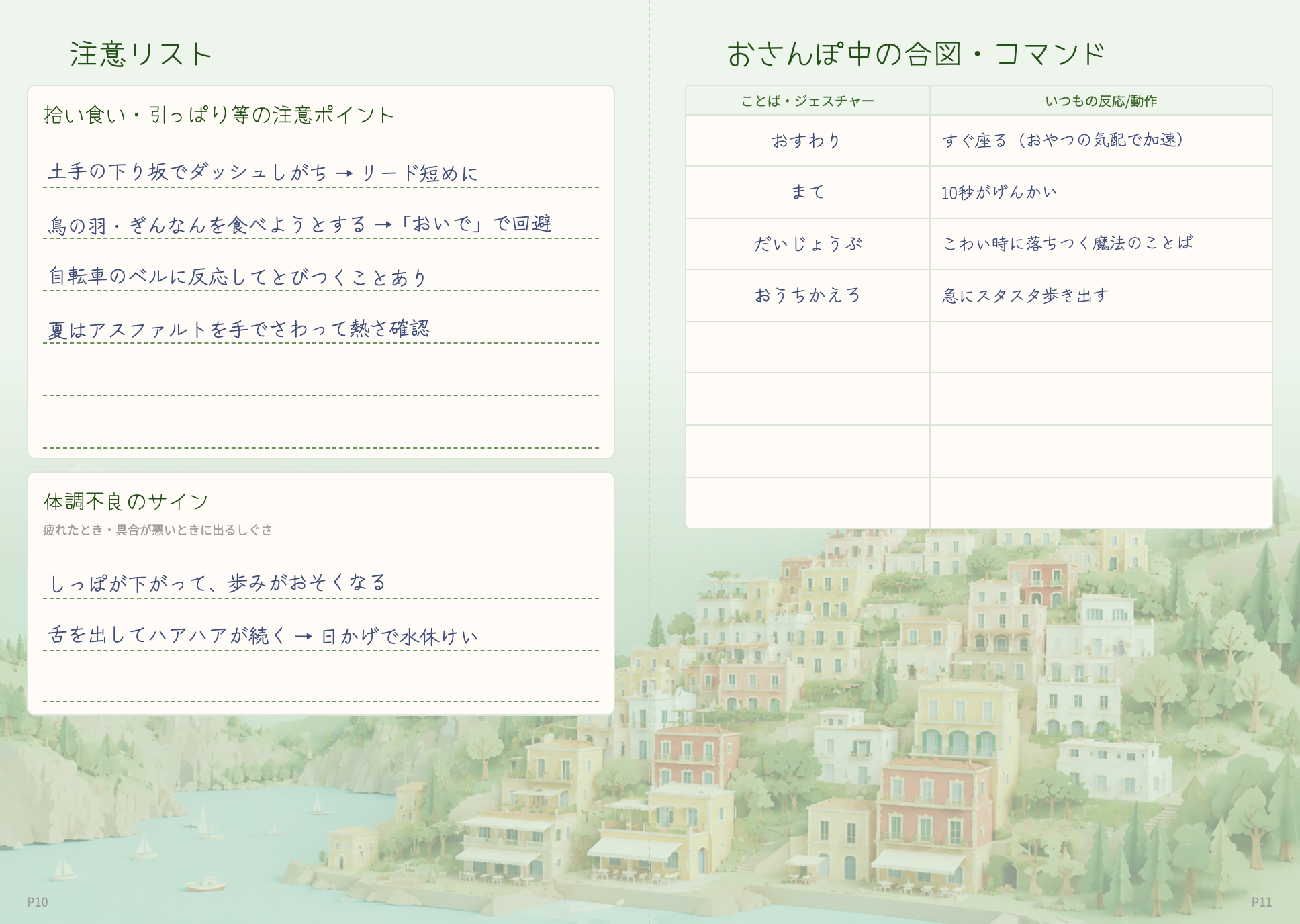 注意ごとのページ